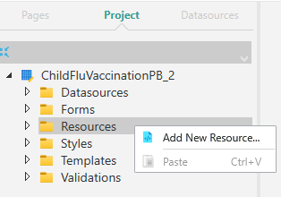 Picture showing the Add New Resource Option. 